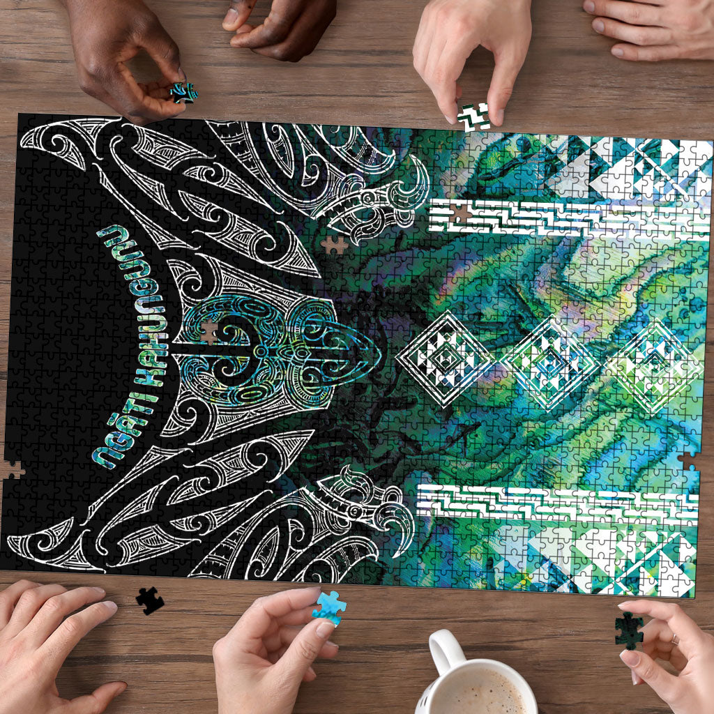 Aotearoa Maori Iwi Heritage Puzzle Ngati Kahungunu Paua Shell Turquoise