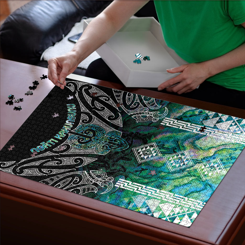 Aotearoa Maori Iwi Heritage Puzzle Ngati Kahungunu Paua Shell Turquoise