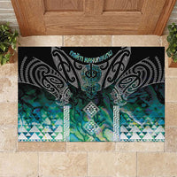Aotearoa Maori Iwi Heritage Rubber Doormat Ngati Kahungunu Paua Shell Turquoise