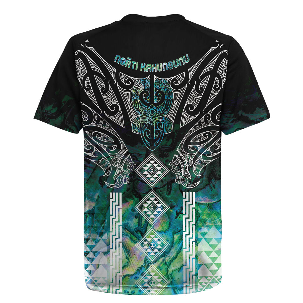 Aotearoa Maori Iwi Heritage Rugby Jersey Ngati Kahungunu Paua Shell Turquoise