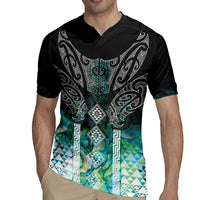 Aotearoa Maori Iwi Heritage Rugby Jersey Ngati Kahungunu Paua Shell Turquoise
