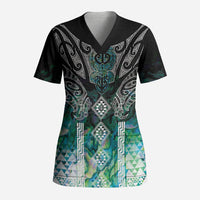 Aotearoa Maori Iwi Heritage Scrub Top Ngati Kahungunu Paua Shell Turquoise
