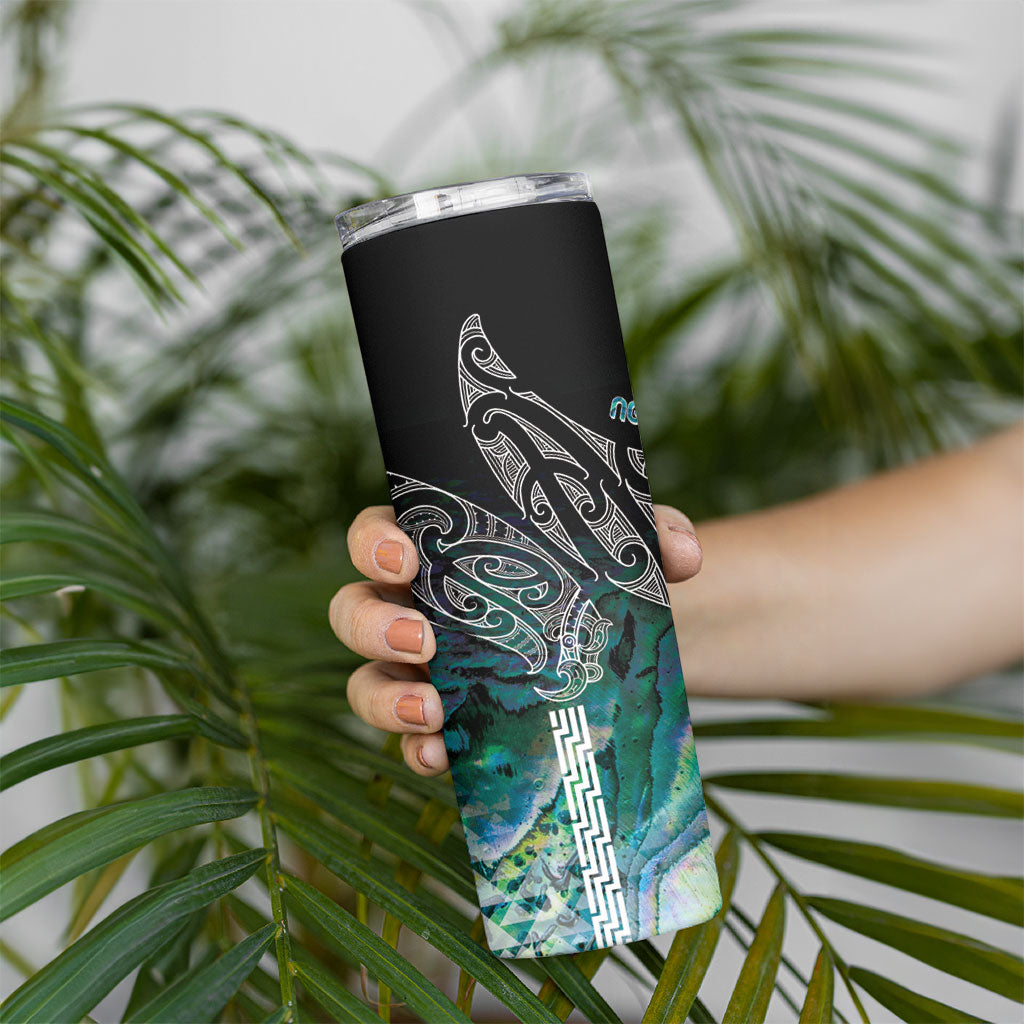 Aotearoa Maori Iwi Heritage Skinny Tumbler Ngati Kahungunu Paua Shell Turquoise
