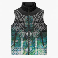 Aotearoa Maori Iwi Heritage Sleeveless Puffer Jacket Ngati Kahungunu Paua Shell Turquoise