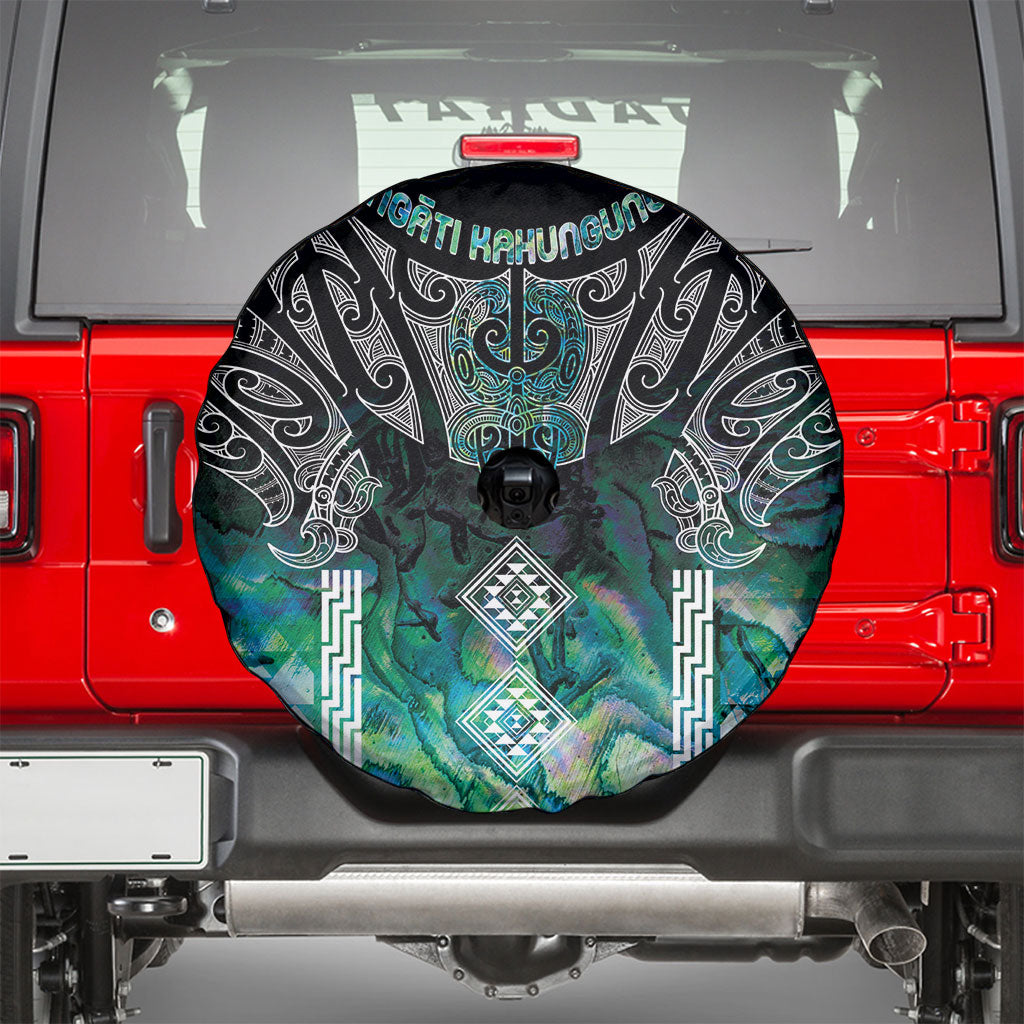 Aotearoa Maori Iwi Heritage Spare Tire Cover Ngati Kahungunu Paua Shell Turquoise