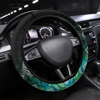 Aotearoa Maori Iwi Heritage Steering Wheel Cover Ngati Kahungunu Paua Shell Turquoise