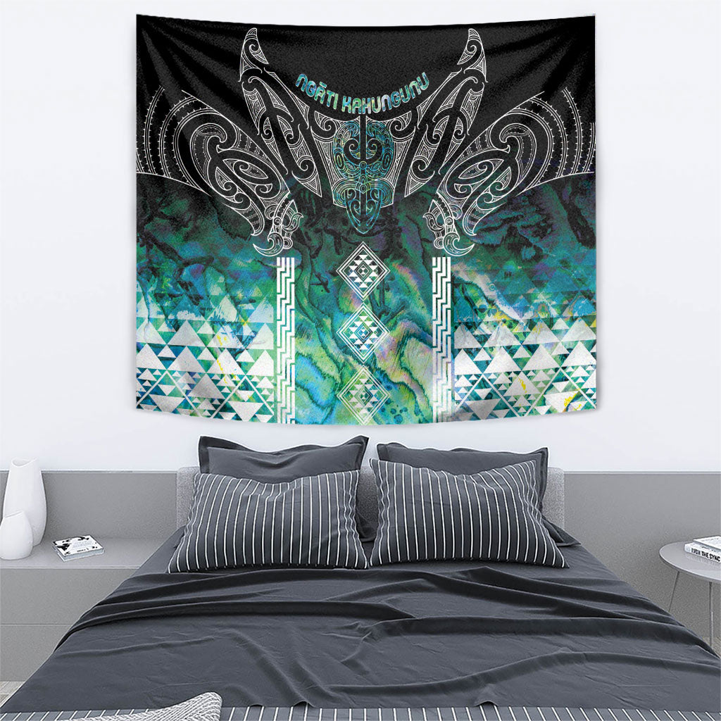 Aotearoa Maori Iwi Heritage Tapestry Ngati Kahungunu Paua Shell Turquoise