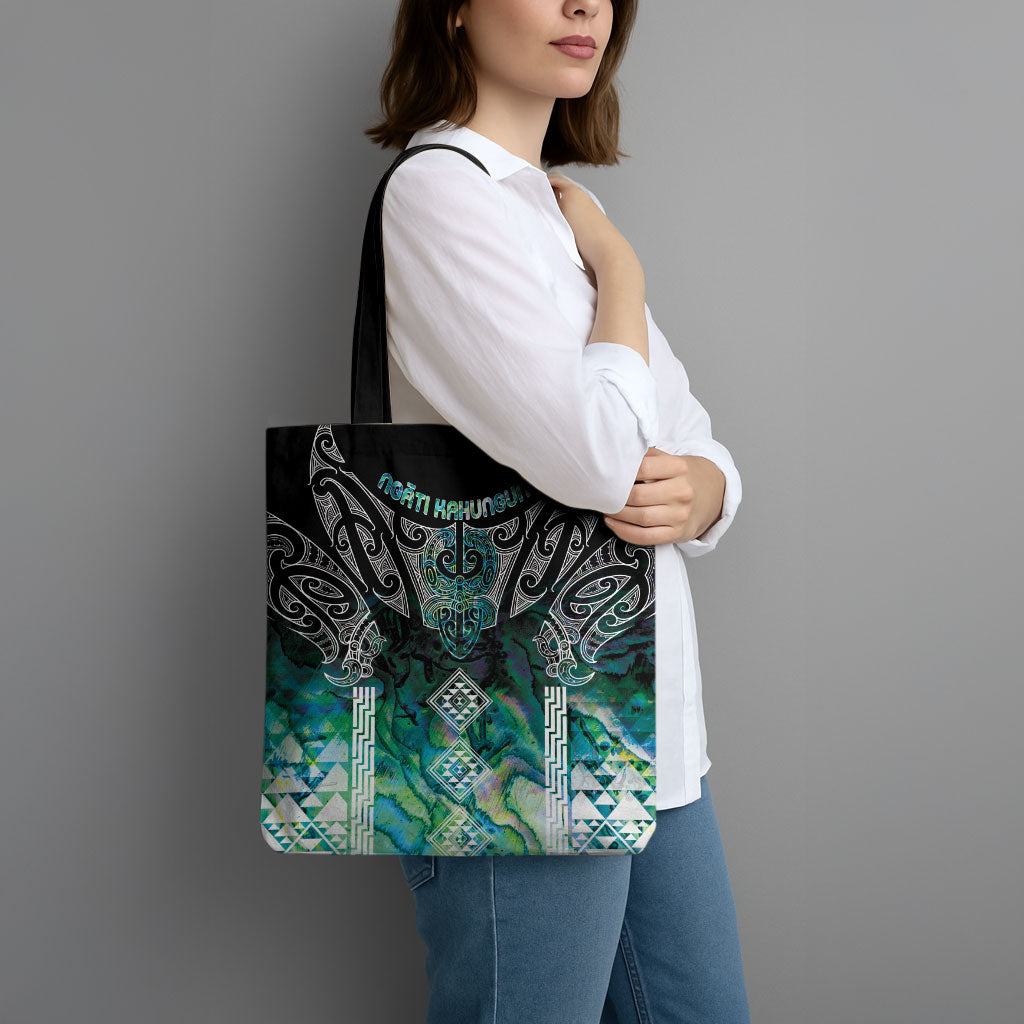Aotearoa Maori Iwi Heritage Tote Bag Ngati Kahungunu Paua Shell Turquoise
