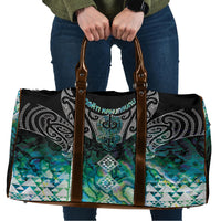 Aotearoa Maori Iwi Heritage Travel Bag Ngati Kahungunu Paua Shell Turquoise
