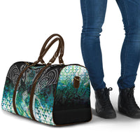 Aotearoa Maori Iwi Heritage Travel Bag Ngati Kahungunu Paua Shell Turquoise