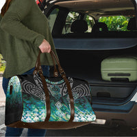 Aotearoa Maori Iwi Heritage Travel Bag Ngati Kahungunu Paua Shell Turquoise