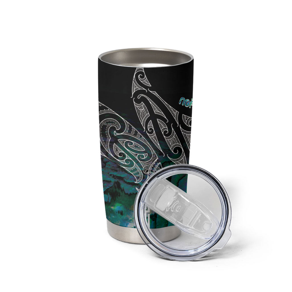 Aotearoa Maori Iwi Heritage Tumbler Cup Ngati Kahungunu Paua Shell Turquoise