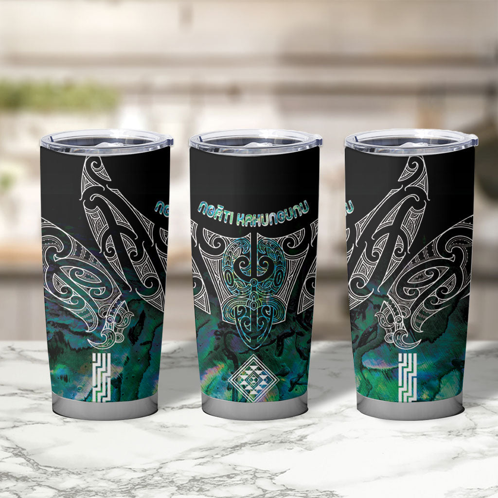 Aotearoa Maori Iwi Heritage Tumbler Cup Ngati Kahungunu Paua Shell Turquoise