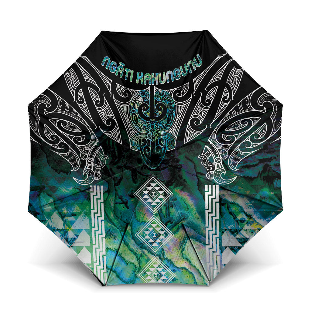 Aotearoa Maori Iwi Heritage Umbrella Ngati Kahungunu Paua Shell Turquoise