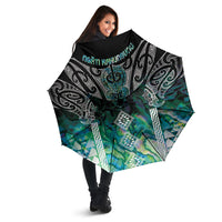 Aotearoa Maori Iwi Heritage Umbrella Ngati Kahungunu Paua Shell Turquoise