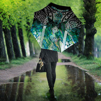 Aotearoa Maori Iwi Heritage Umbrella Ngati Kahungunu Paua Shell Turquoise