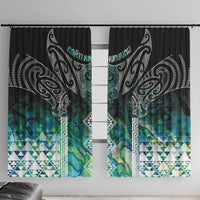 Aotearoa Maori Iwi Heritage Window Curtain Ngati Kahungunu Paua Shell Turquoise