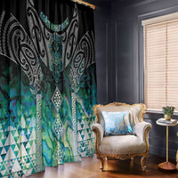 Aotearoa Maori Iwi Heritage Window Curtain Ngati Kahungunu Paua Shell Turquoise