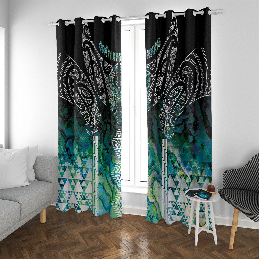 Aotearoa Maori Iwi Heritage Window Curtain Ngati Kahungunu Paua Shell Turquoise