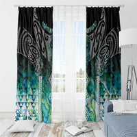 Aotearoa Maori Iwi Heritage Window Curtain Ngati Kahungunu Paua Shell Turquoise