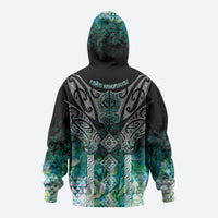 Aotearoa Maori Iwi Heritage Zip Hoodie Ngati Kahungunu Paua Shell Turquoise