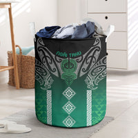 Aotearoa Maori Iwi Heritage Laundry Basket Ngai Tahu Pounamu Green