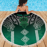Aotearoa Maori Iwi Heritage Beach Blanket Ngai Tahu Pounamu Green