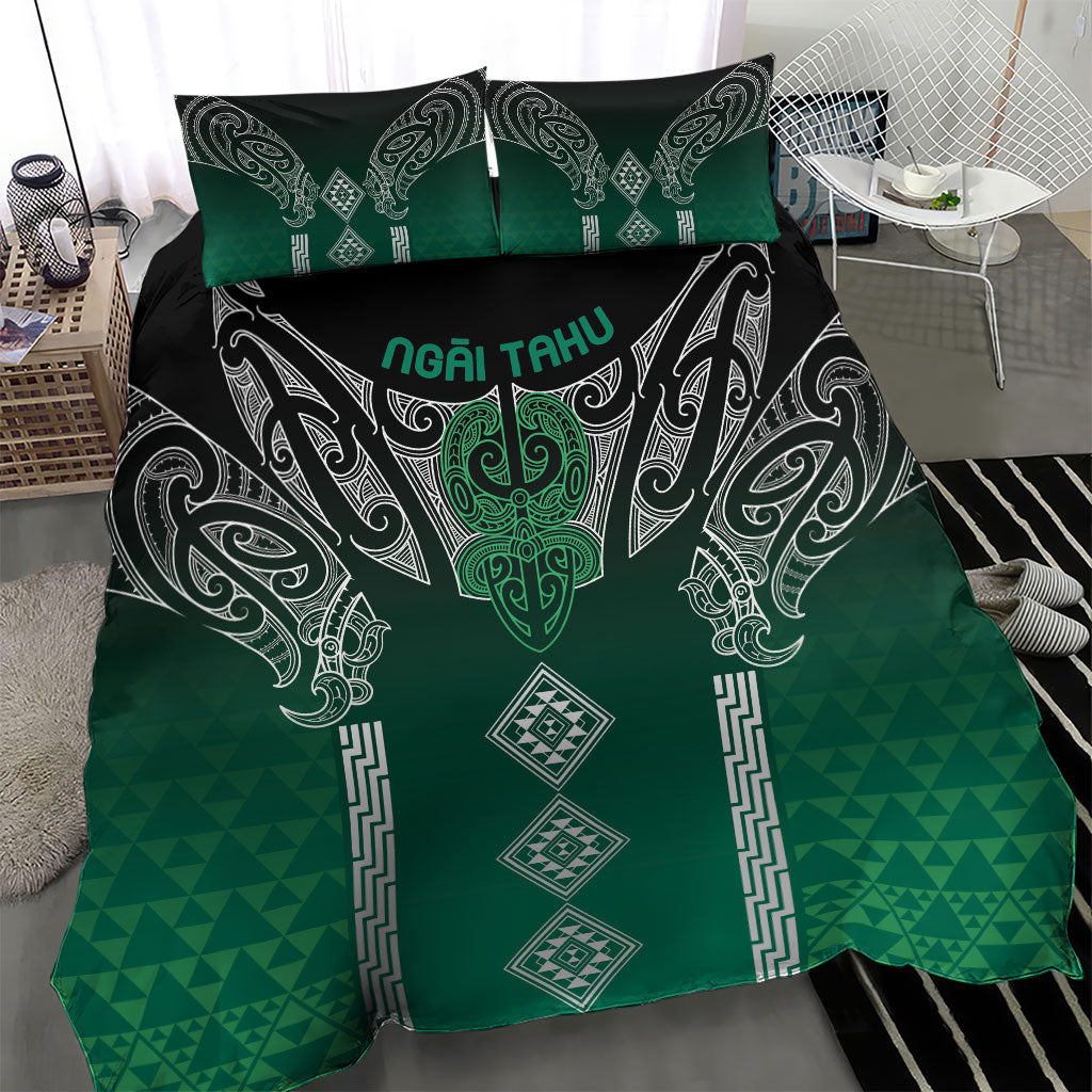 Aotearoa Maori Iwi Heritage Bedding Set Ngai Tahu Pounamu Green
