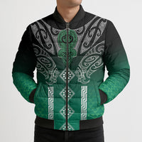 Aotearoa Maori Iwi Heritage Bomber Puffer Jacket Ngai Tahu Pounamu Green