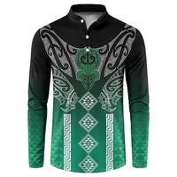 Aotearoa Maori Iwi Heritage Button Sweatshirt Ngai Tahu Pounamu Green