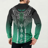 Aotearoa Maori Iwi Heritage Button Sweatshirt Ngai Tahu Pounamu Green