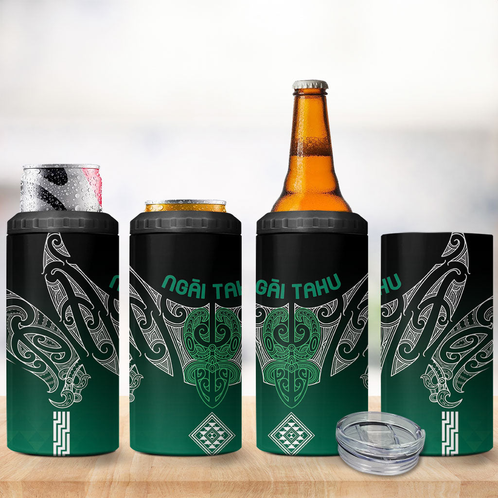 Aotearoa Maori Iwi Heritage 4 in 1 Can Cooler Tumbler Ngai Tahu Pounamu Green