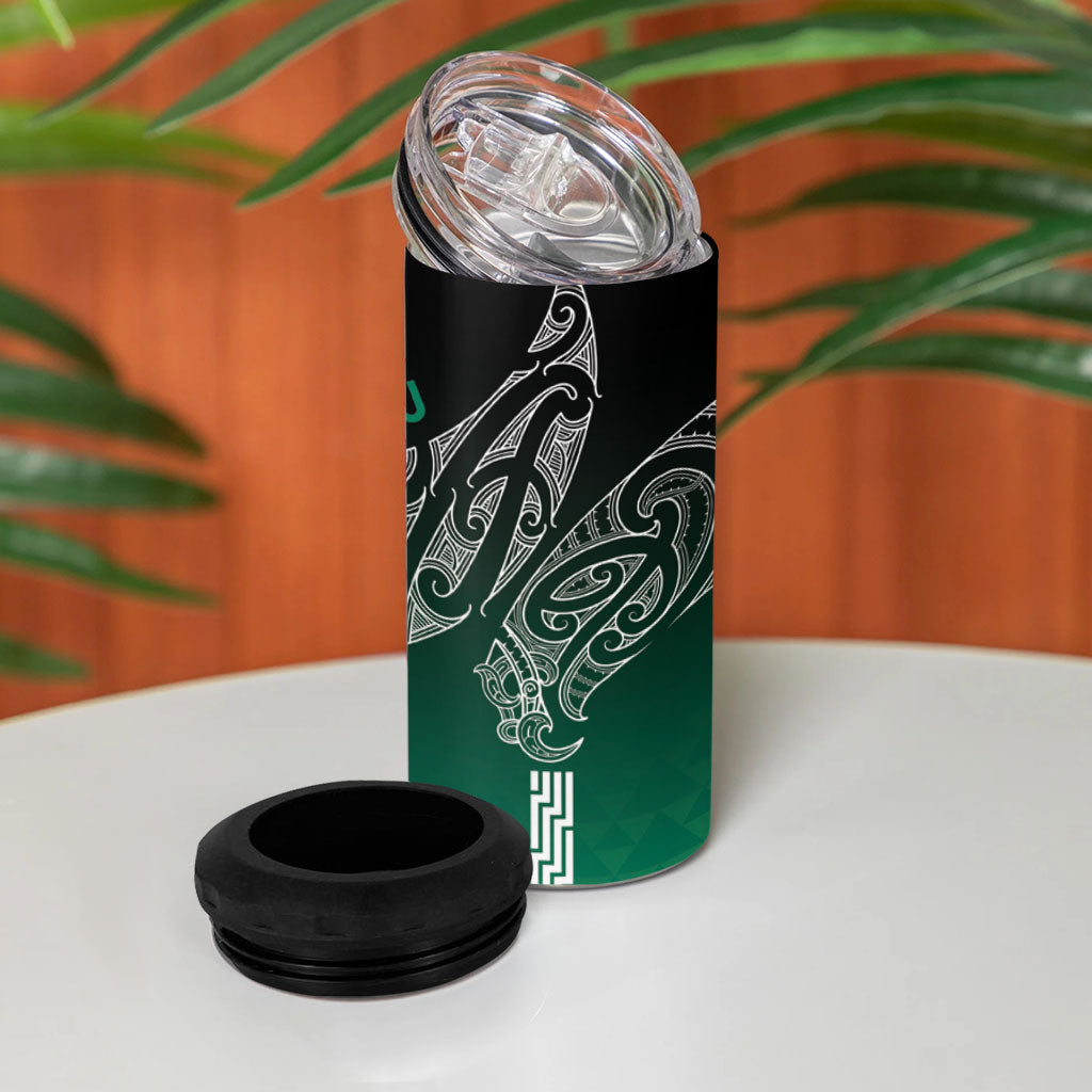Aotearoa Maori Iwi Heritage 4 in 1 Can Cooler Tumbler Ngai Tahu Pounamu Green