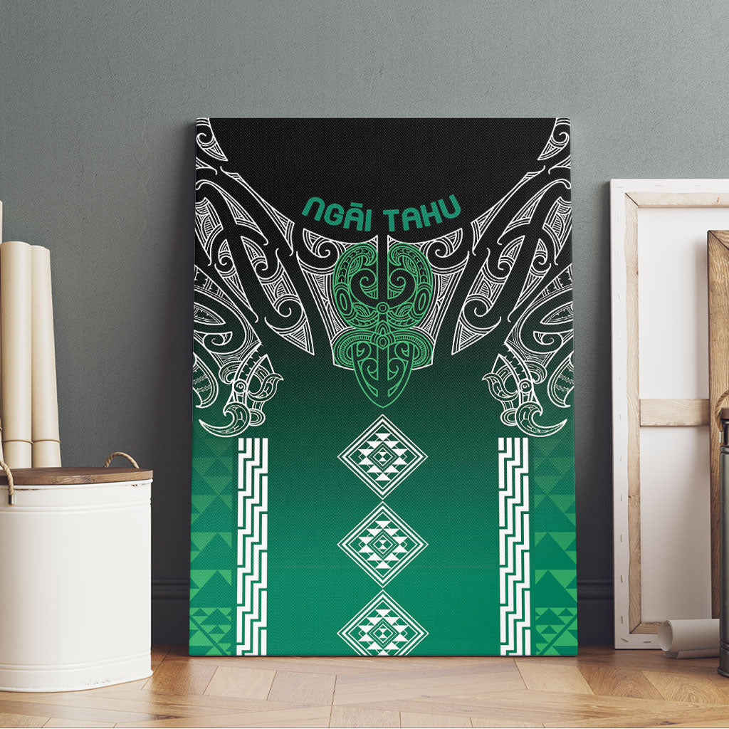Aotearoa Maori Iwi Heritage Canvas Wall Art Ngai Tahu Pounamu Green