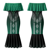 Aotearoa Maori Iwi Heritage Couples Matching Mermaid Dress and Hawaiian Shirt Ngai Tahu Pounamu Green