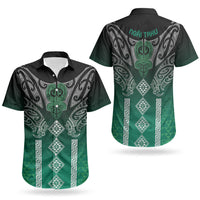 Aotearoa Maori Iwi Heritage Couples Matching Summer Maxi Dress and Hawaiian Shirt Ngai Tahu Pounamu Green