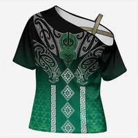 Aotearoa Maori Iwi Heritage Cross Shoulder Shirt Ngai Tahu Pounamu Green