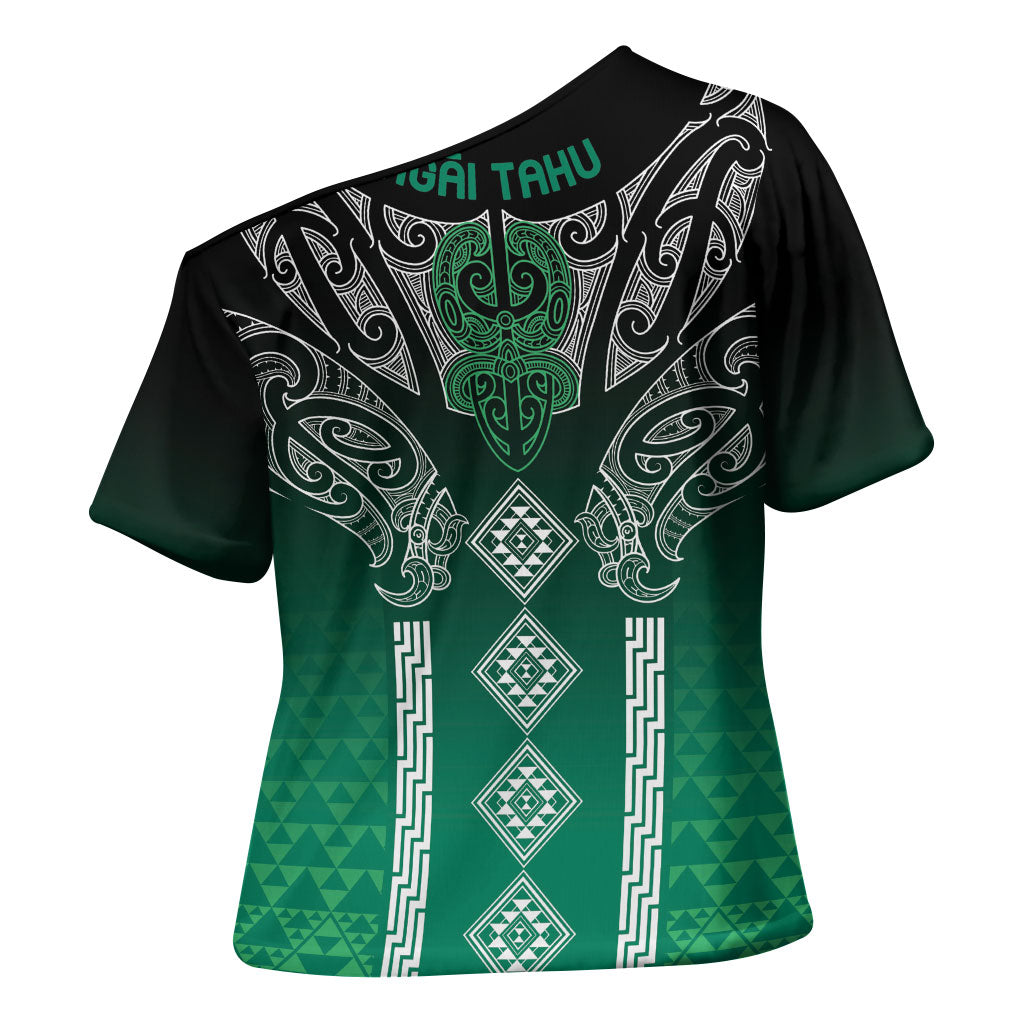 Aotearoa Maori Iwi Heritage Cross Shoulder Shirt Ngai Tahu Pounamu Green
