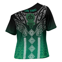 Aotearoa Maori Iwi Heritage Cross Shoulder Shirt Ngai Tahu Pounamu Green