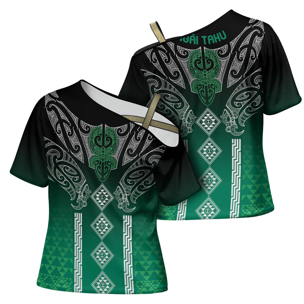 Aotearoa Maori Iwi Heritage Cross Shoulder Shirt Ngai Tahu Pounamu Green
