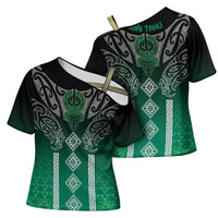 Aotearoa Maori Iwi Heritage Cross Shoulder Shirt Ngai Tahu Pounamu Green