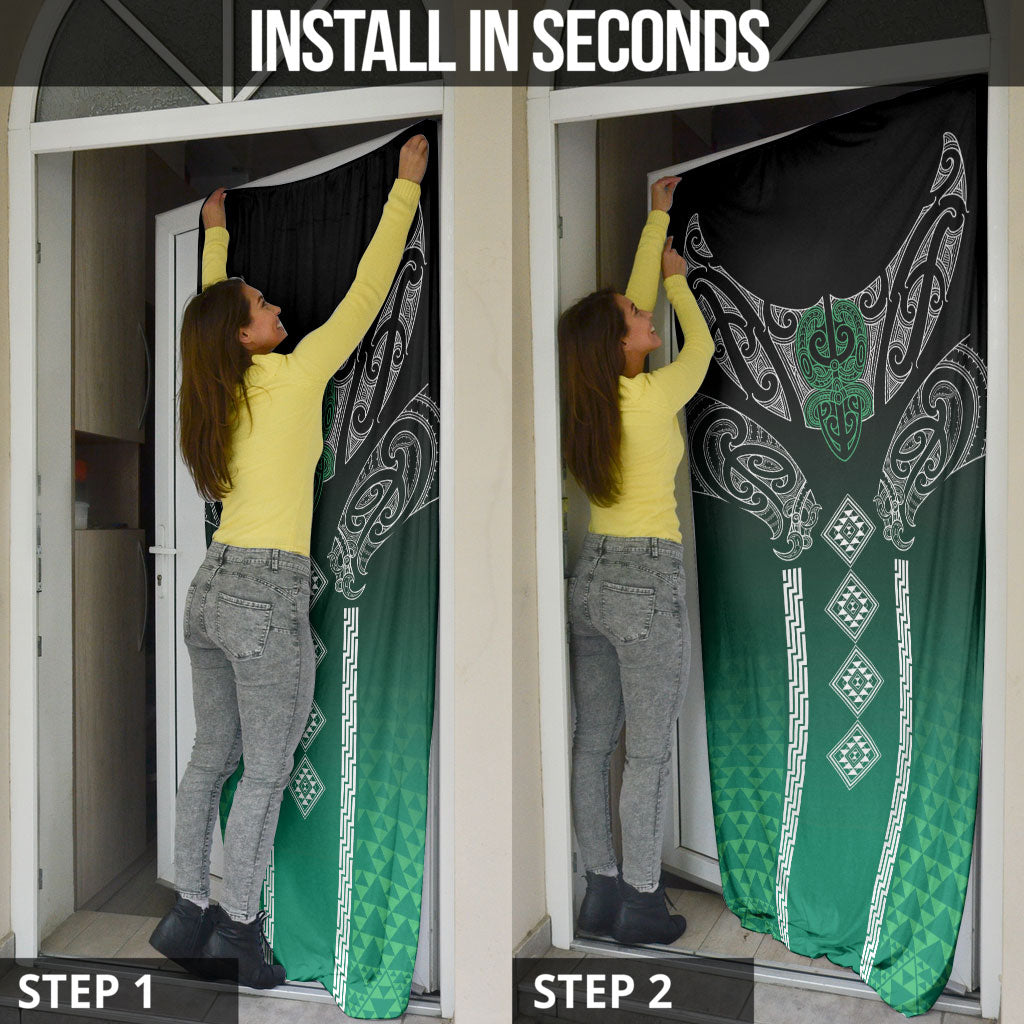 Aotearoa Maori Iwi Heritage Door Cover Ngai Tahu Pounamu Green