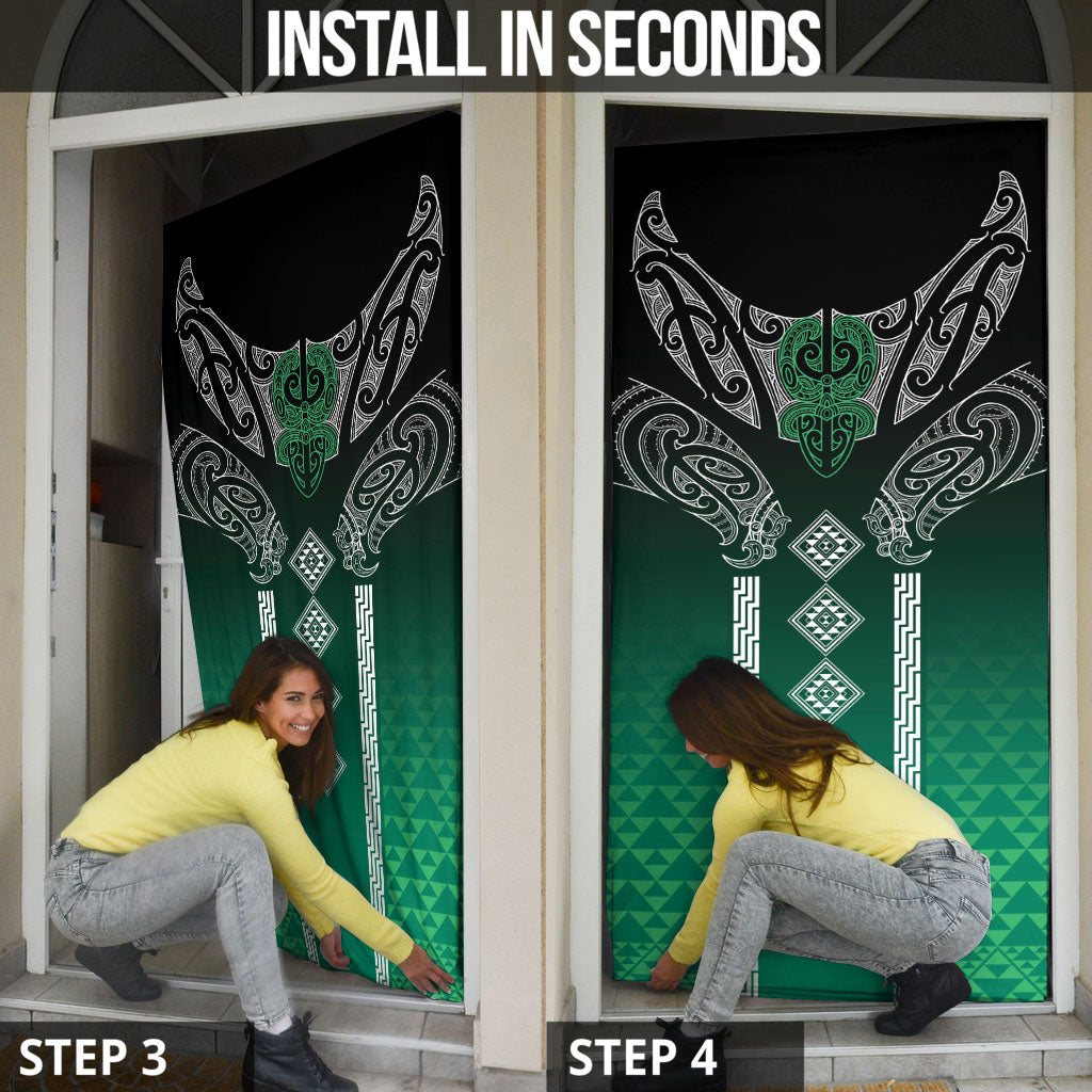 Aotearoa Maori Iwi Heritage Door Cover Ngai Tahu Pounamu Green