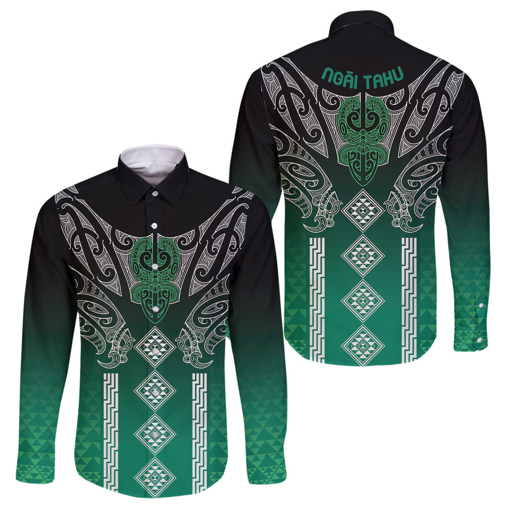 Aotearoa Maori Iwi Heritage Family Matching Off Shoulder Short Dress and Hawaiian Shirt Ngai Tahu Pounamu Green
