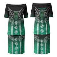 Aotearoa Maori Iwi Heritage Family Matching Puletasi and Hawaiian Shirt Ngai Tahu Pounamu Green