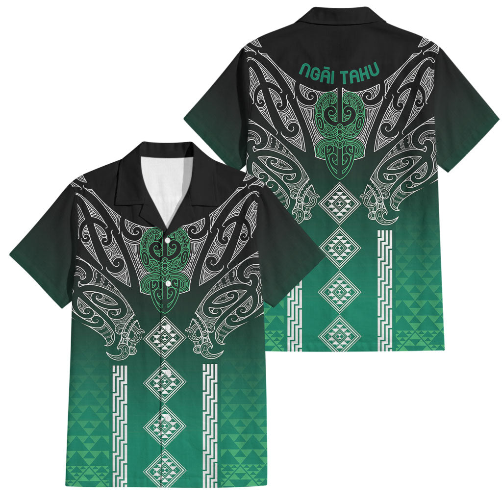 Aotearoa Maori Iwi Heritage Family Matching Summer Maxi Dress and Hawaiian Shirt Ngai Tahu Pounamu Green