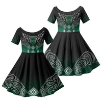 Aotearoa Maori Iwi Heritage Family Matching Summer Maxi Dress and Hawaiian Shirt Ngai Tahu Pounamu Green