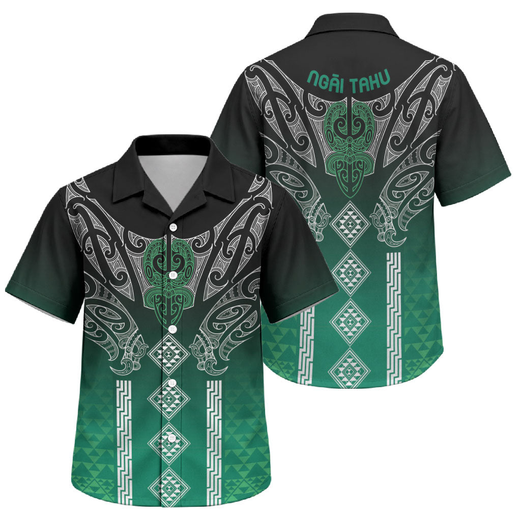 Aotearoa Maori Iwi Heritage Family Matching Summer Maxi Dress and Hawaiian Shirt Ngai Tahu Pounamu Green