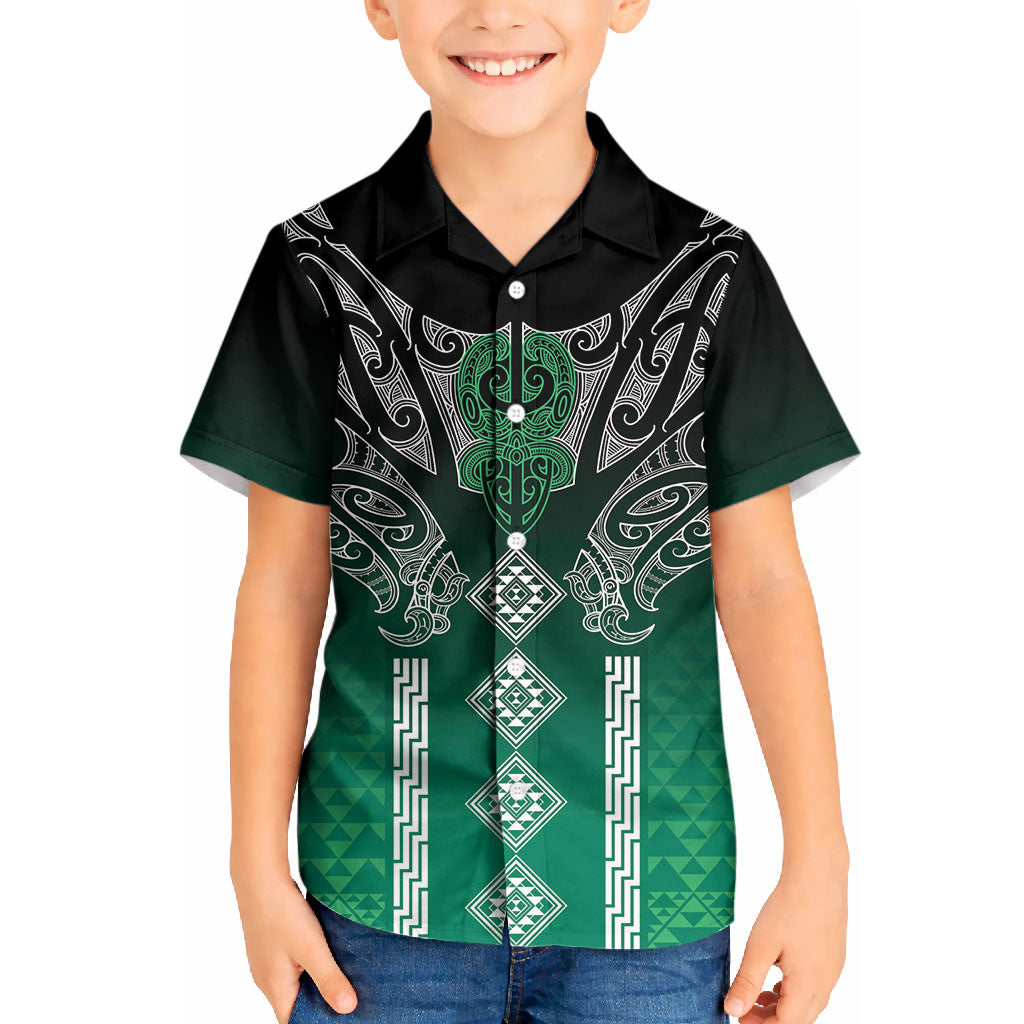 Aotearoa Maori Iwi Heritage Kid Hawaiian Shirt Ngai Tahu Pounamu Green