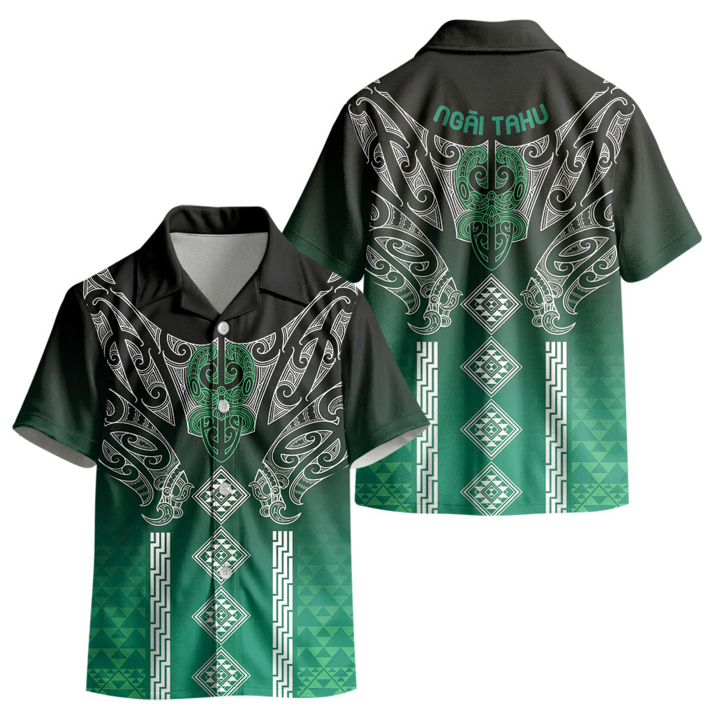 Aotearoa Maori Iwi Heritage Kid Hawaiian Shirt Ngai Tahu Pounamu Green